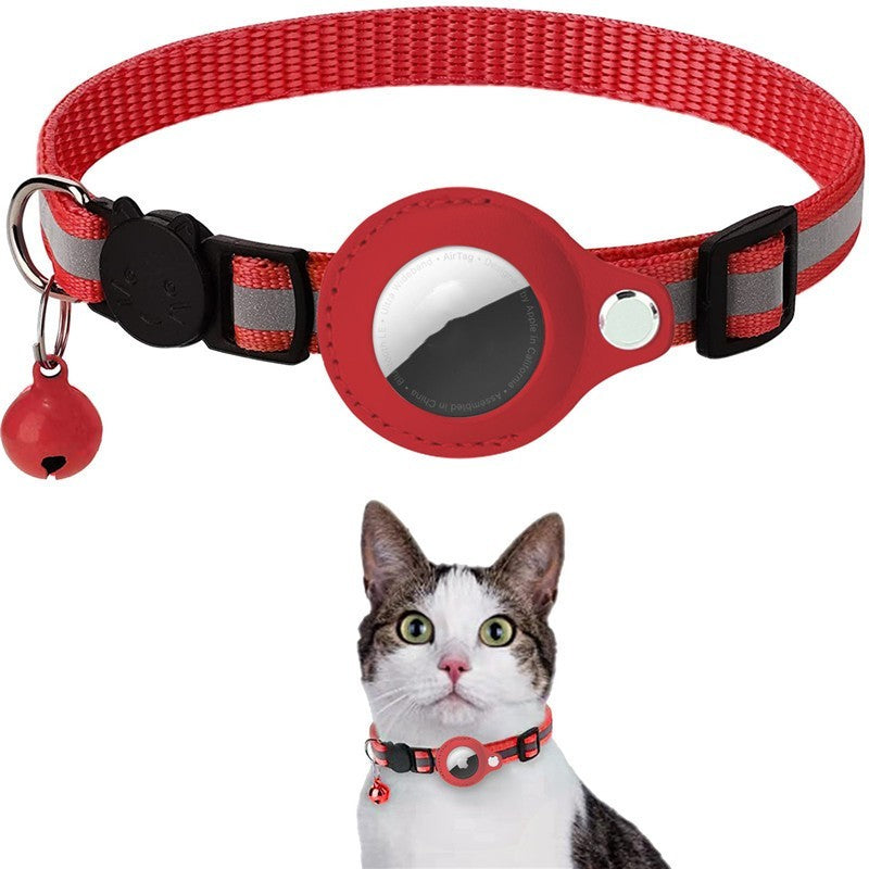 Red Reflective Cat Collar with Air Tag Holder & Bell