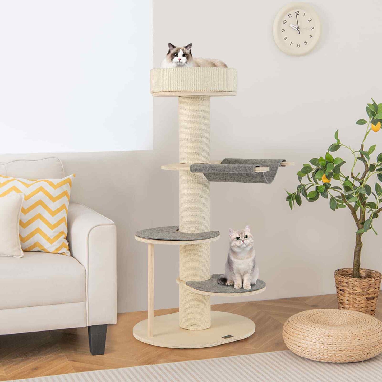 COSTWAY Indoor Cat Tree 120 CM Multi-Layer Cat Tower with Hammock