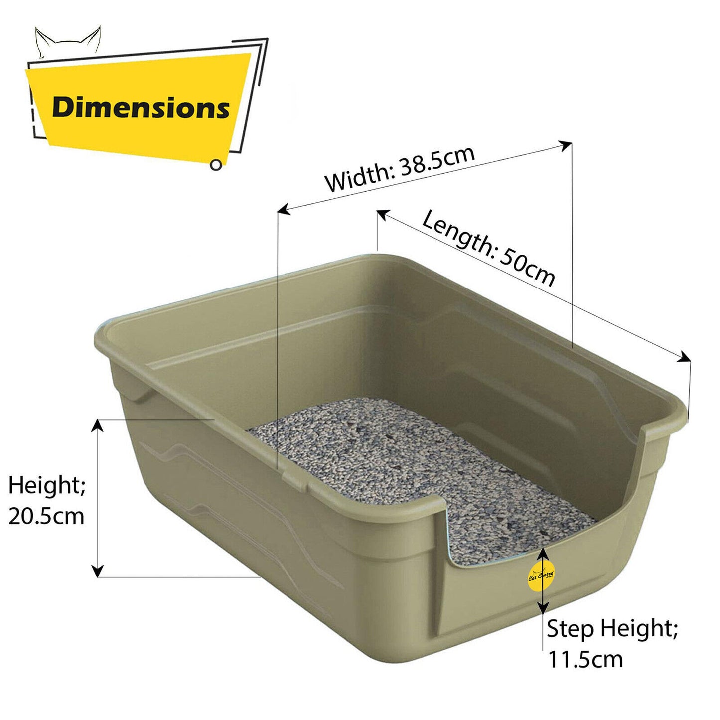 Dimensions Grey Large Cat Kitten Litter Tray Box High Sided UK Deep Toilet Loo Luxury Catcentre®