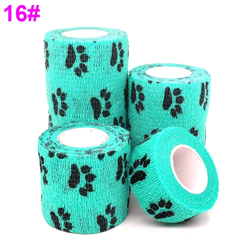 Dog Claw Lake Green Self-Adhesive Elastic Bandage 4.8M Colourful Wrap Tape for Pet First Aid Kit
