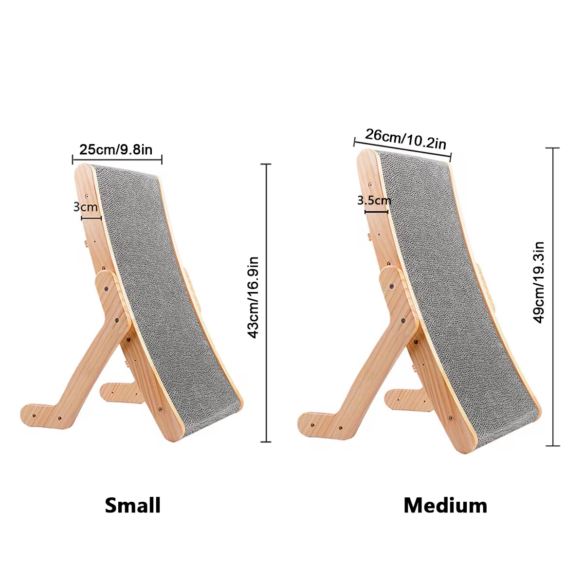 Dimensions of the Wooden 3 in 1 Cat Scratcher Detachable Lounge Bed Scratching Post for Cats