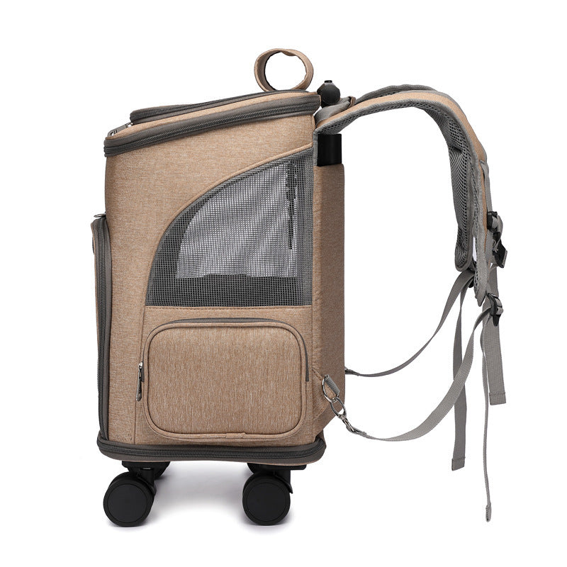 Straps and Wheels of the Portable Folding Pet Trolley Backpack