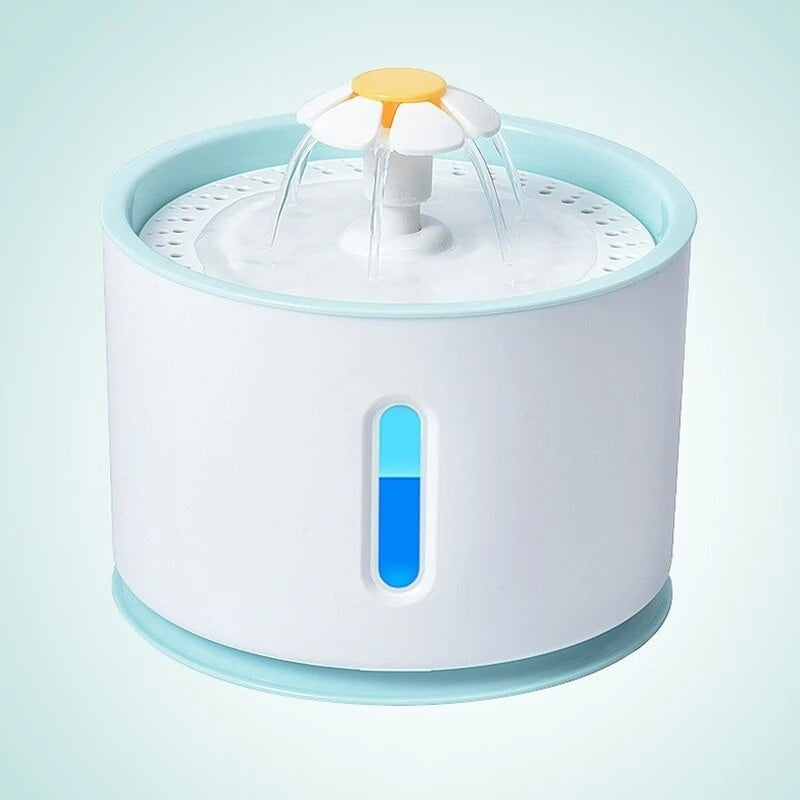 Blue Stainless Steel Cat Water Fountain for Cats & Dogs