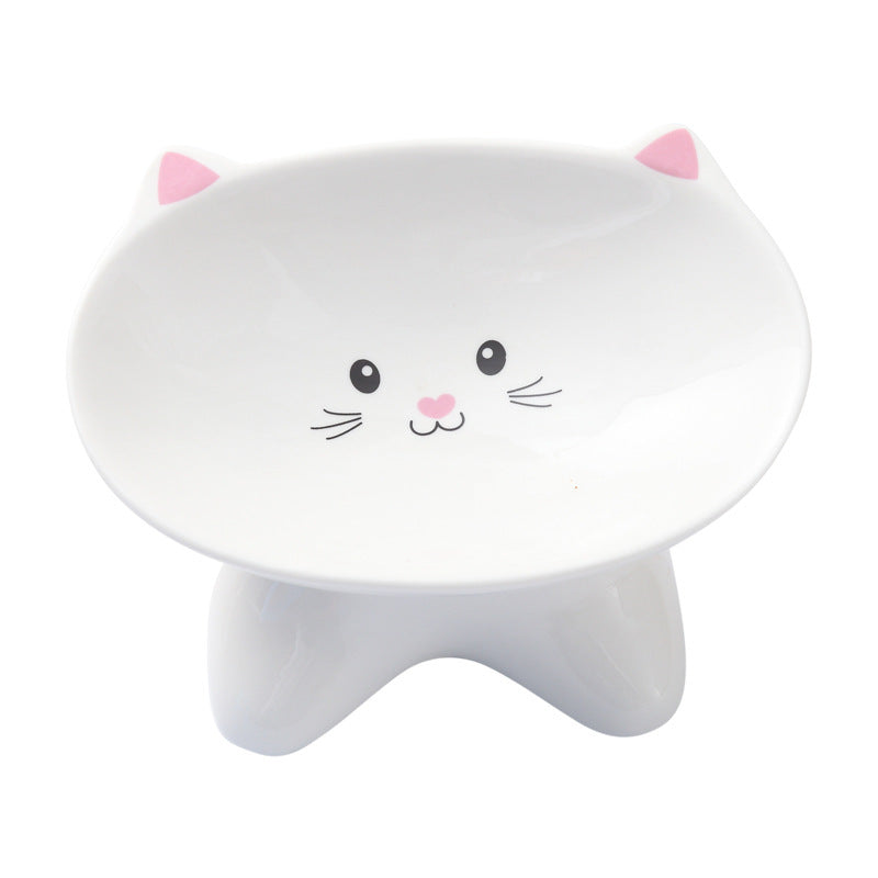 Pink 2 in 1 feeding or drinking / water bowl - Cute Cat Face Shaped Ceramic Cat Food Bowls