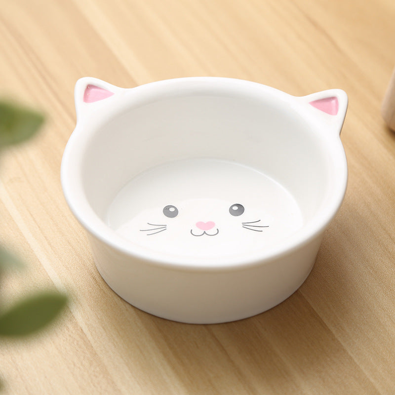 Pink drinking / water bowL - Cute Cat Face Shaped Ceramic Cat Food Bowls