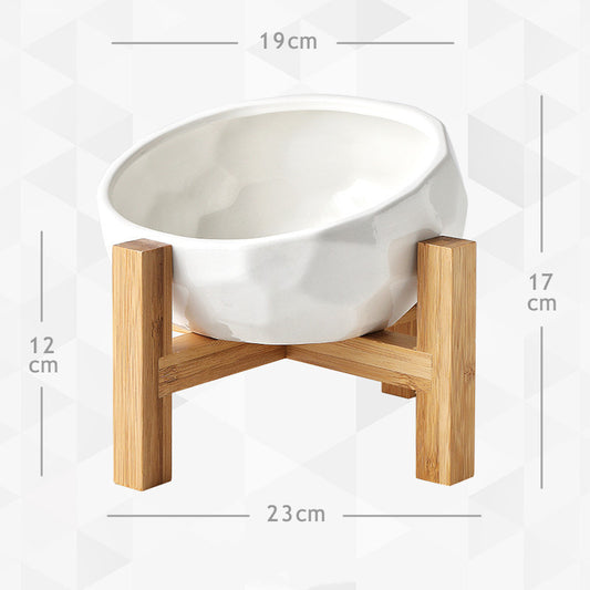 Dimensions Large White Diamond Shaped Design High-Foot Cat Bowl