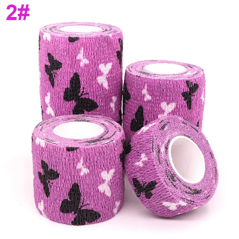 Butterfly Pink Printed Self-Adhesive Elastic Bandage 4.8M Colourful Wrap Tape for Pet First Aid Kit