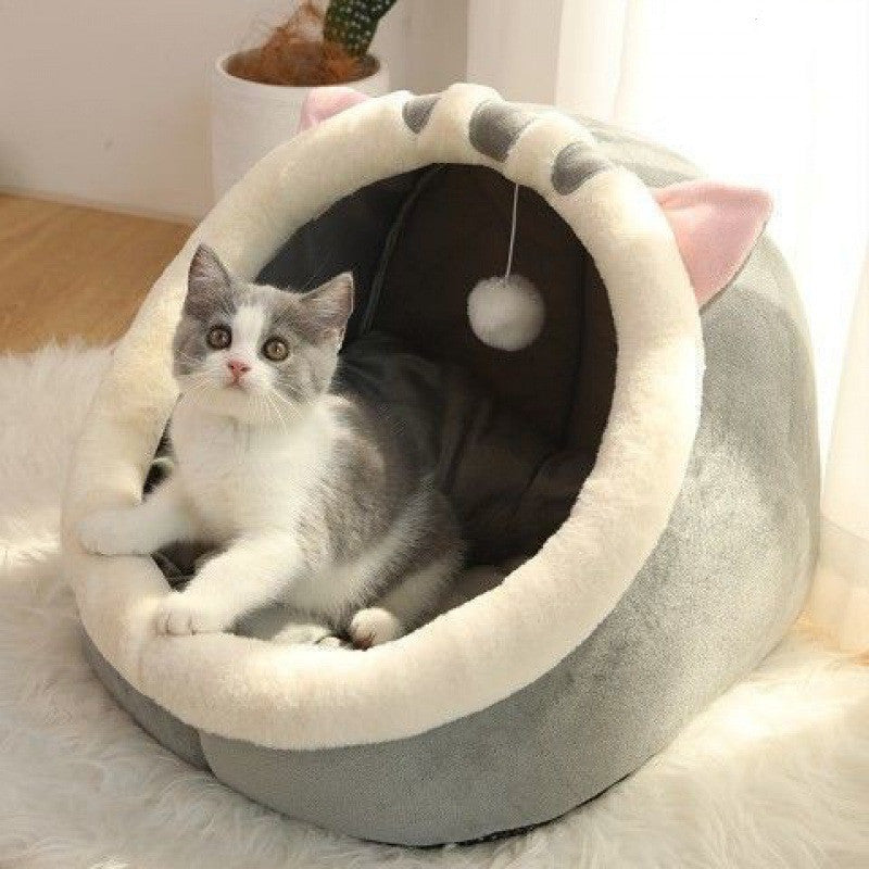 English Short Hair Kitty - Pink & Grey Cosy Indoor Cat Bed