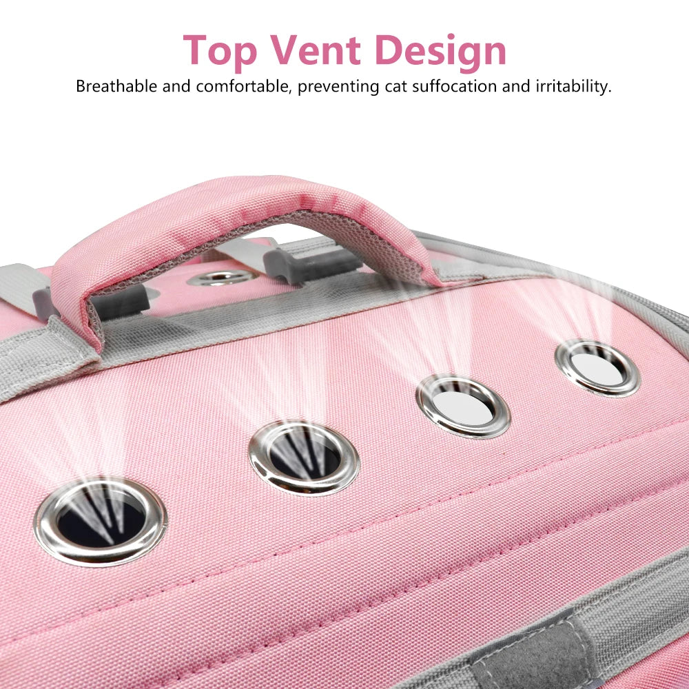 Pink Pet Cat Carrier Backpack Breathable Cat Travel Outdoor Shoulder Bag Pet Supplies