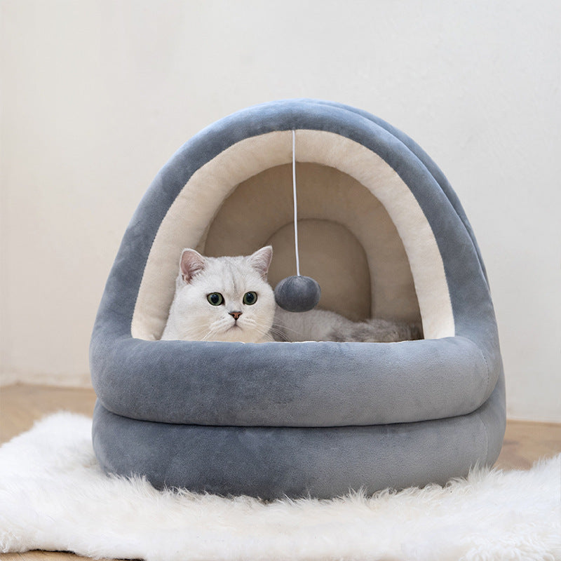 Cat in Beige Grey cat bed