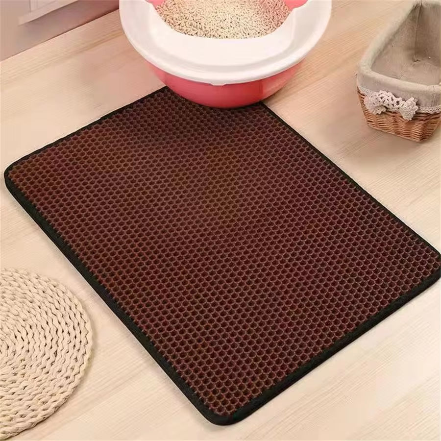 Brown Honeycomb mesh layered Cat Litter Mat, Water, Urine & Skid Proof
