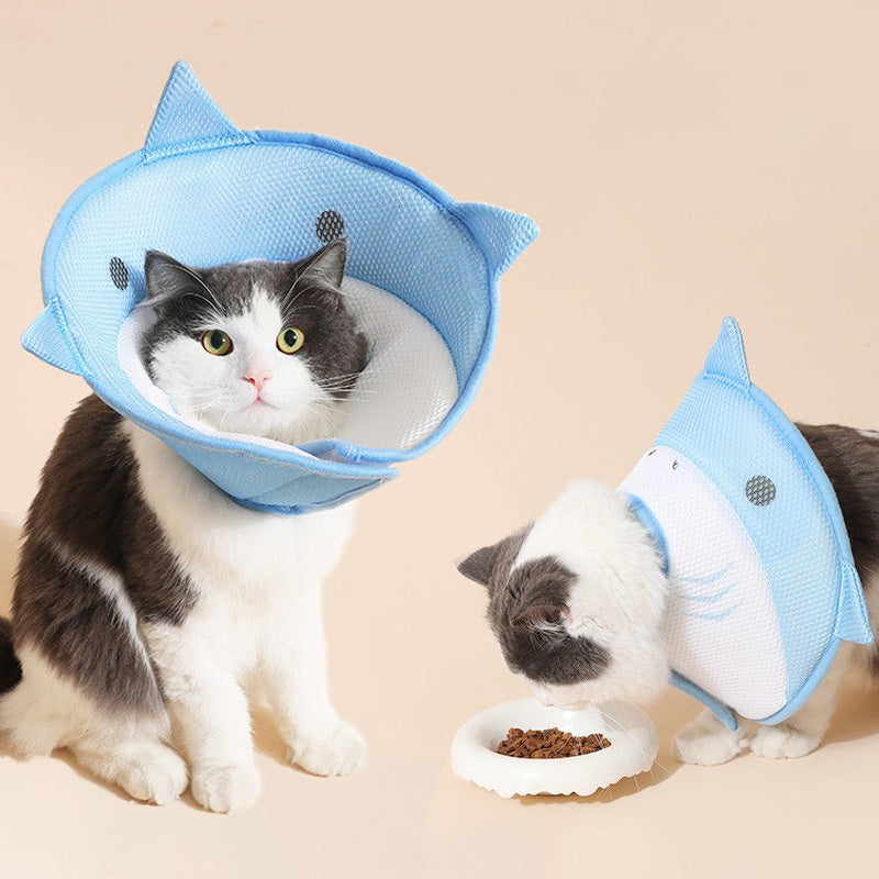 Elizabethan Collar or Shoulder Wrap Style Cute shark shape Soft Cat Recovery Collar
