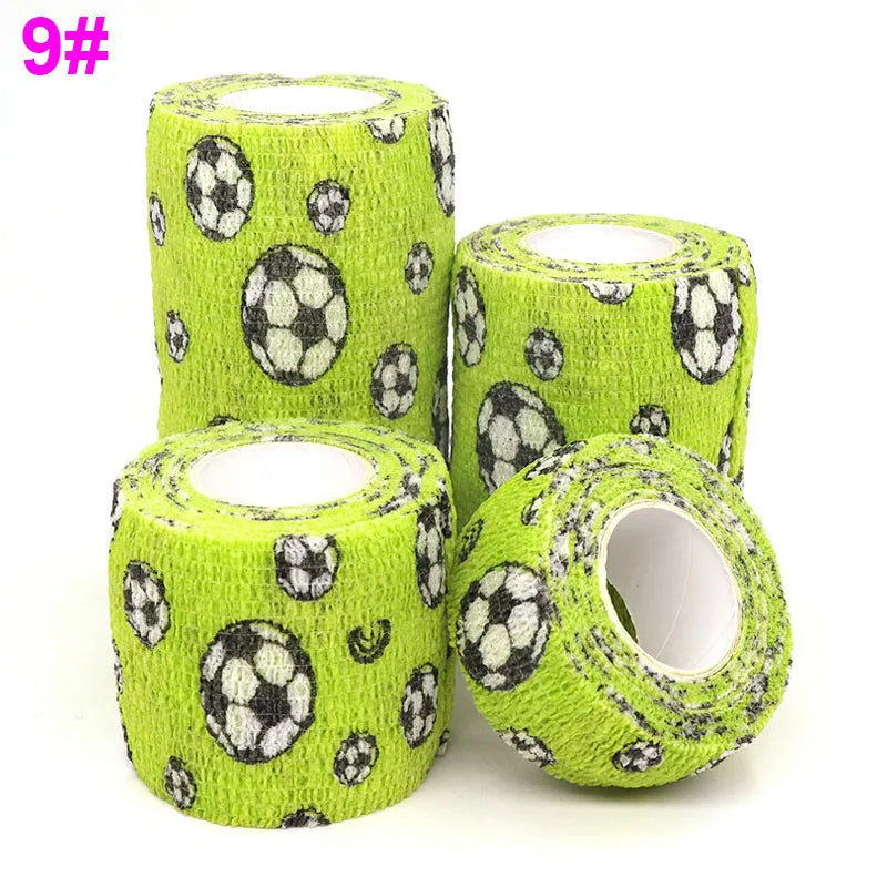 Football Green Printed Self-Adhesive Elastic Bandage 4.8M Colourful Wrap Tape for Pet First Aid Kit