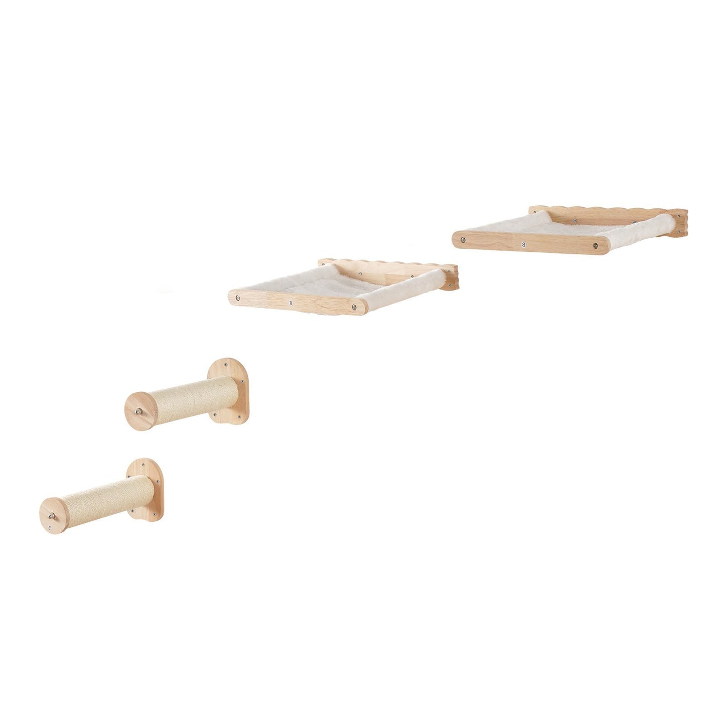 2 Jumping Platforms and 2 Hammocks Play Paradise 4pcs Wall Mounted Cat Shelves