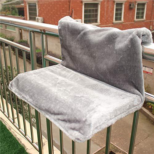Grey Cat Hammock Bed used with Outdoor Railings