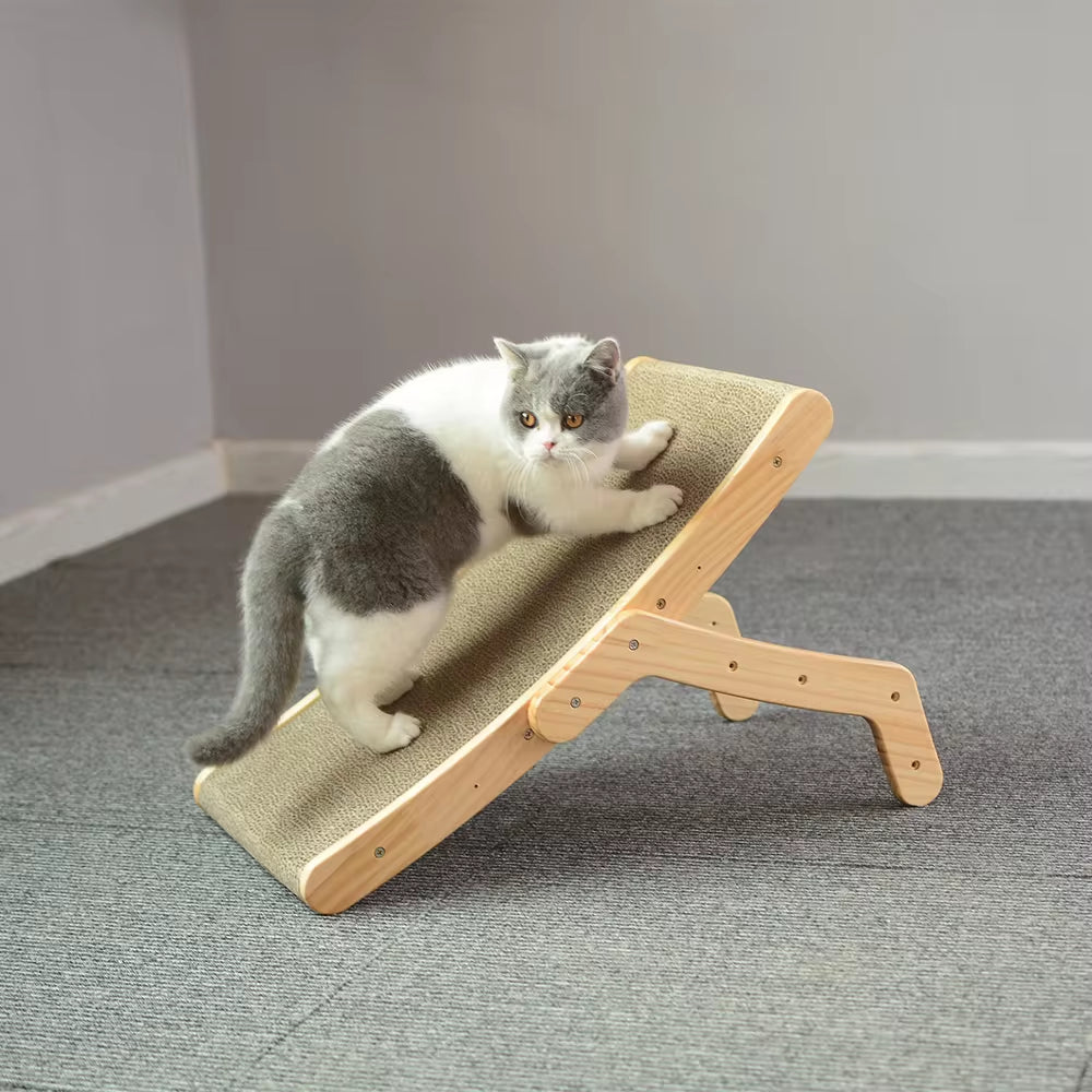 Wooden 3 in 1 Cat Scratcher in Detachable Lounge Bed position Scratching Post for Cats