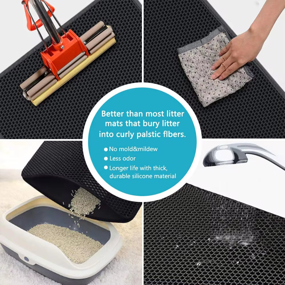 Waterproof Urine Proof Kitty Litter Mat Honeycomb Double Layer Litter Box Mat Skidproof Soft EVA