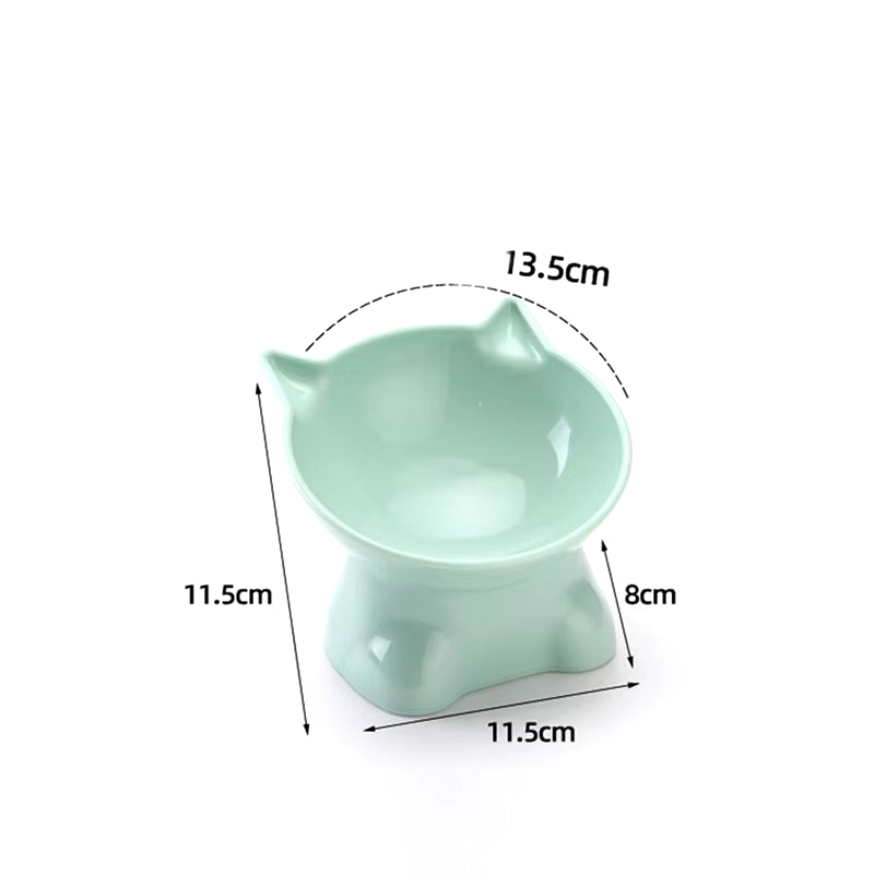 Dimensions of the Cat Bowl with High Feet and Neck Protecting Design