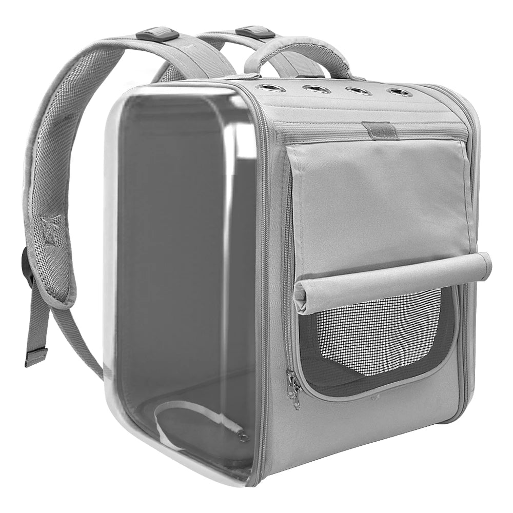 Grey Pet Cat Carrier Backpack Breathable Cat Travel Outdoor Shoulder Bag Pet Supplies