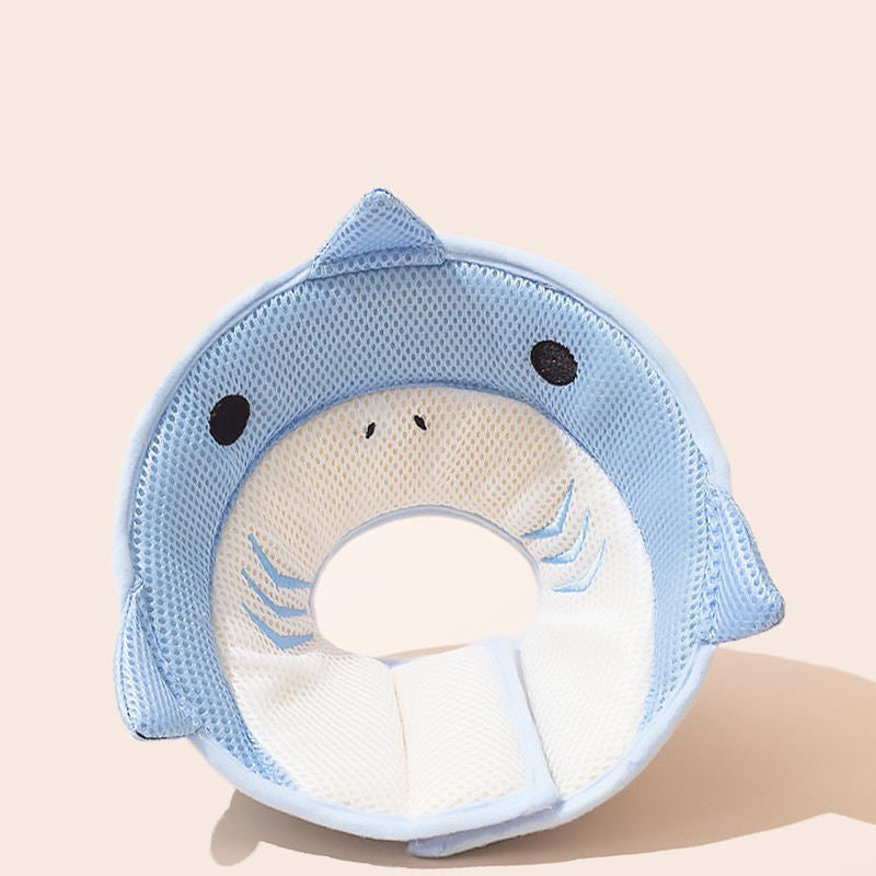 Velcro fastener Cute shark shape Soft Cat Recovery Collar