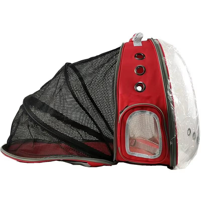 Red Portable Cat Carrier Capsule Backpack Foldable Bubble Pet Supplies