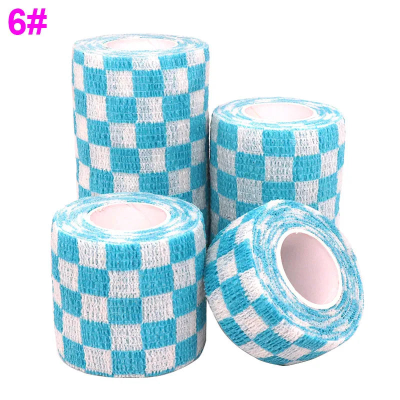 Blue Square Printed Self-Adhesive Elastic Bandage 4.8M Colourful Wrap Tape for Pet First Aid Kit