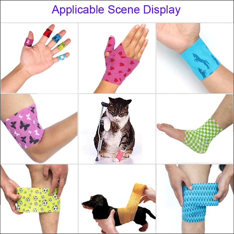 Applications for the Self-Adhesive Elastic Bandage 4.8M Colourful Wrap Tape Pet First Aid Kit