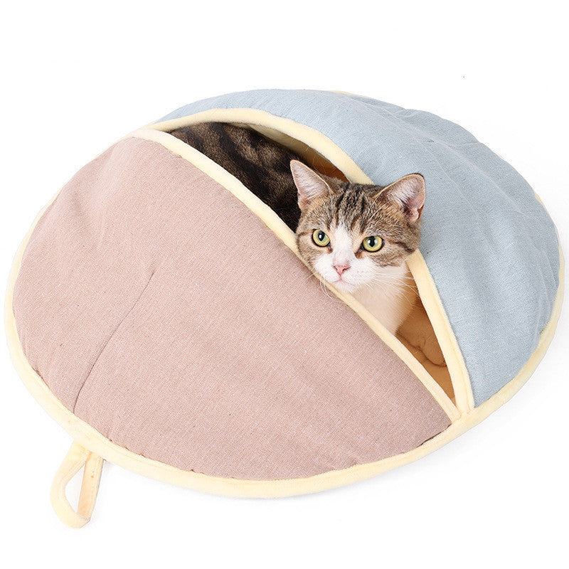 Pink Blue Semi-enclosed Pet Nest Cat Bed