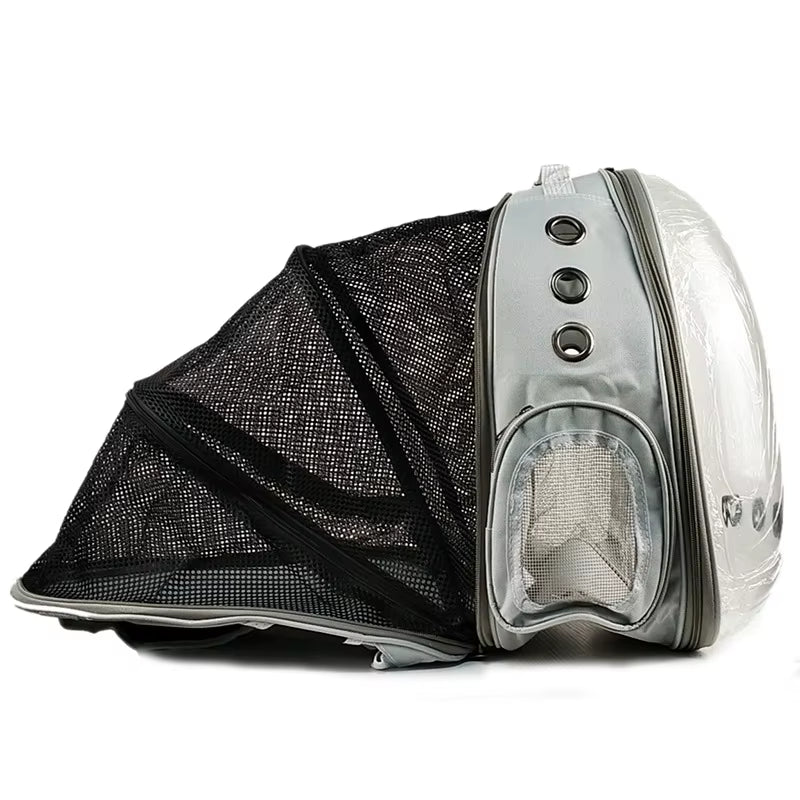 Grey Portable Cat Carrier Capsule Backpack Foldable Bubble Pet Supplies