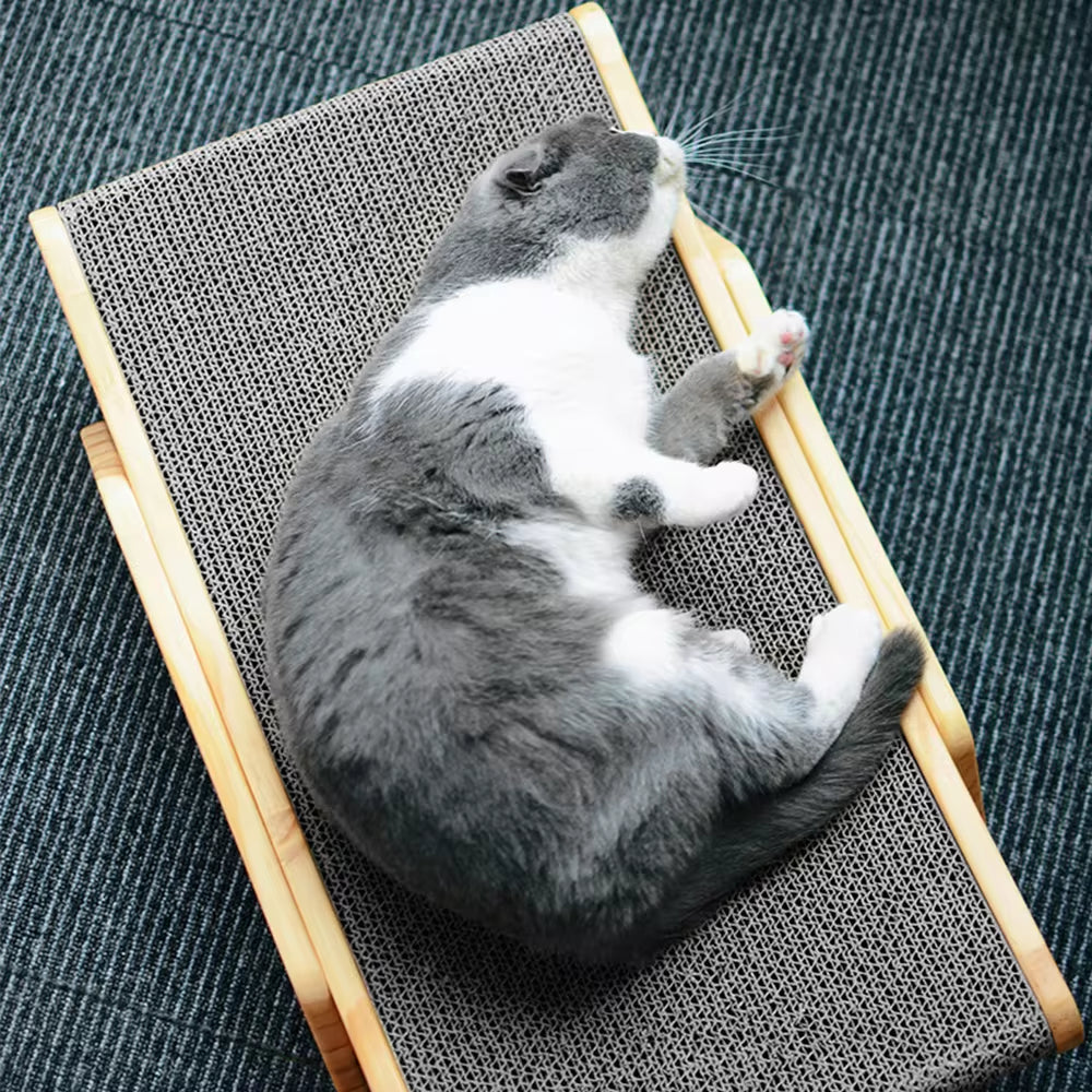Wooden 3 in 1 Cat Scratcher Detachable Lounge Bed Scratching Post for Cats