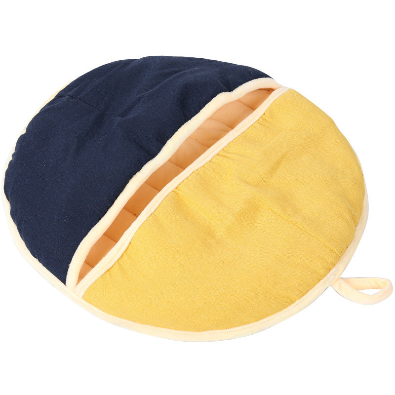 Yellow Blue Semi-enclosed Pet Nest Cat Bed