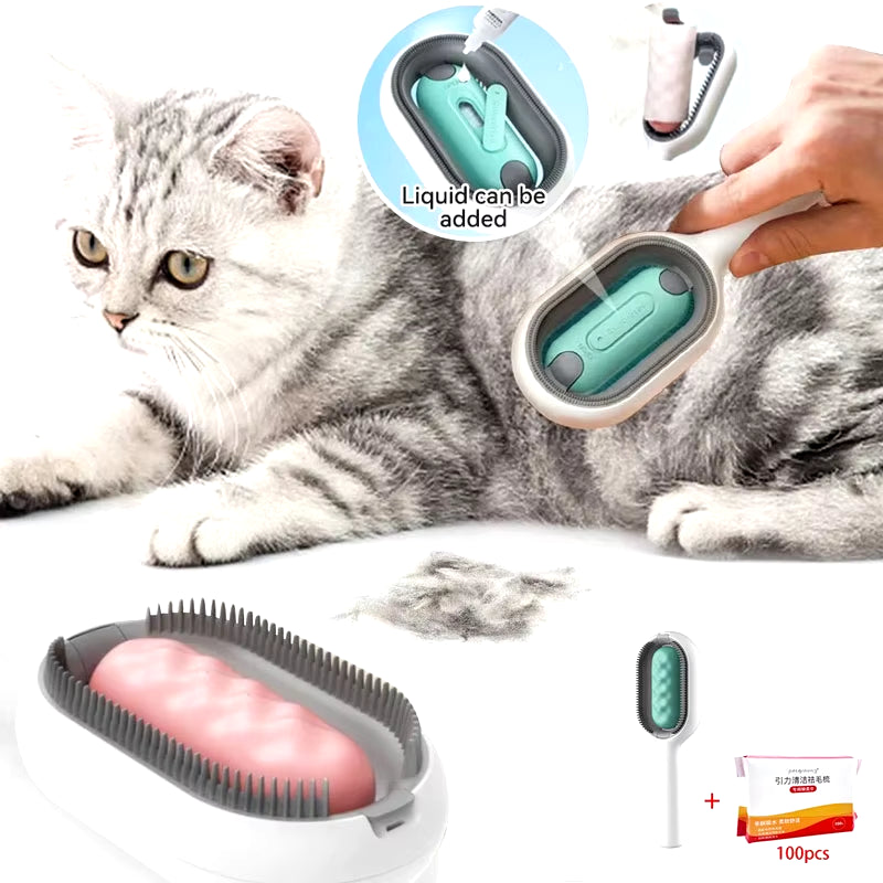 Pet Grooming Comb Loose Hair Remover Brush for Pets Silicone Wipe and Water Tank Product Accessories