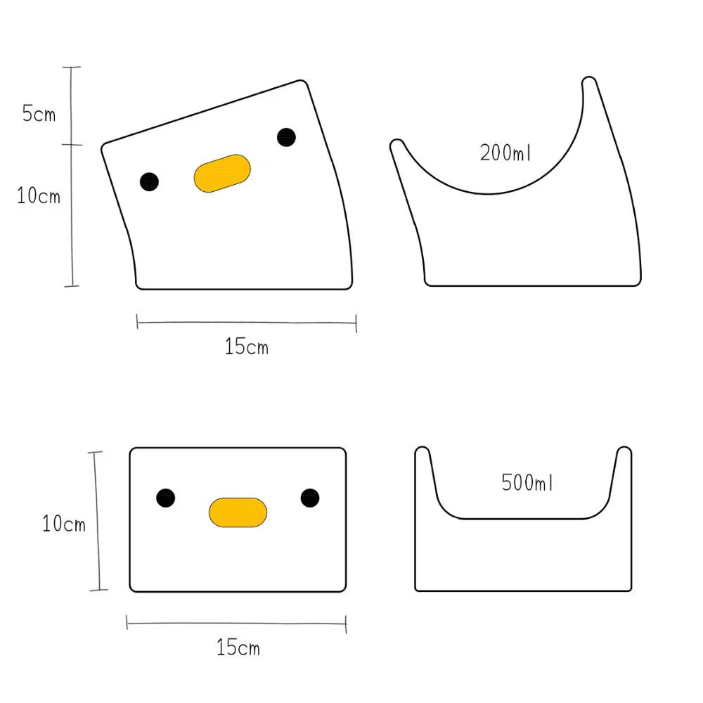 Dimensions of the Cute Chick Design Ceramic Pet Cat Small Dog Bowls for Food 200g and Water 500ml