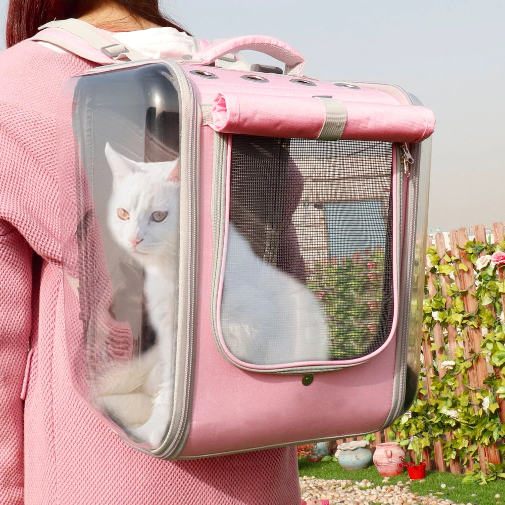 Pink Pet Cat Carrier Backpack Breathable Cat Travel Outdoor Shoulder Bag Pet Supplies