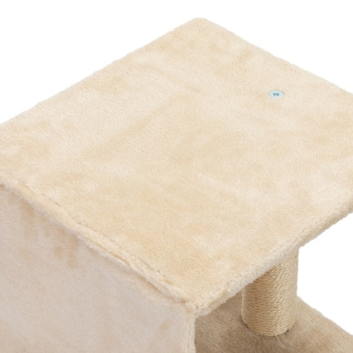 Beige Fabric Multi-Level Cat Wall Furniture With Scratch Board Wall Mounted Cat Tree