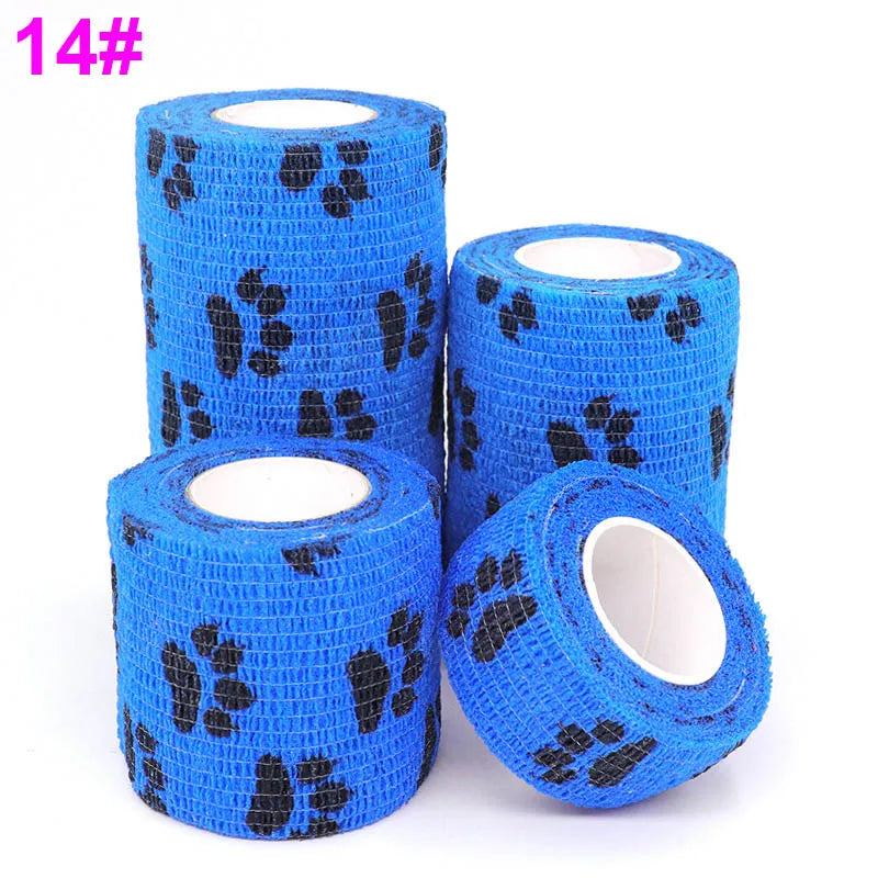Dog Claw Dark Blue Self-Adhesive Elastic Bandage 4.8M Colourful Wrap Tape for Pet First Aid Kit