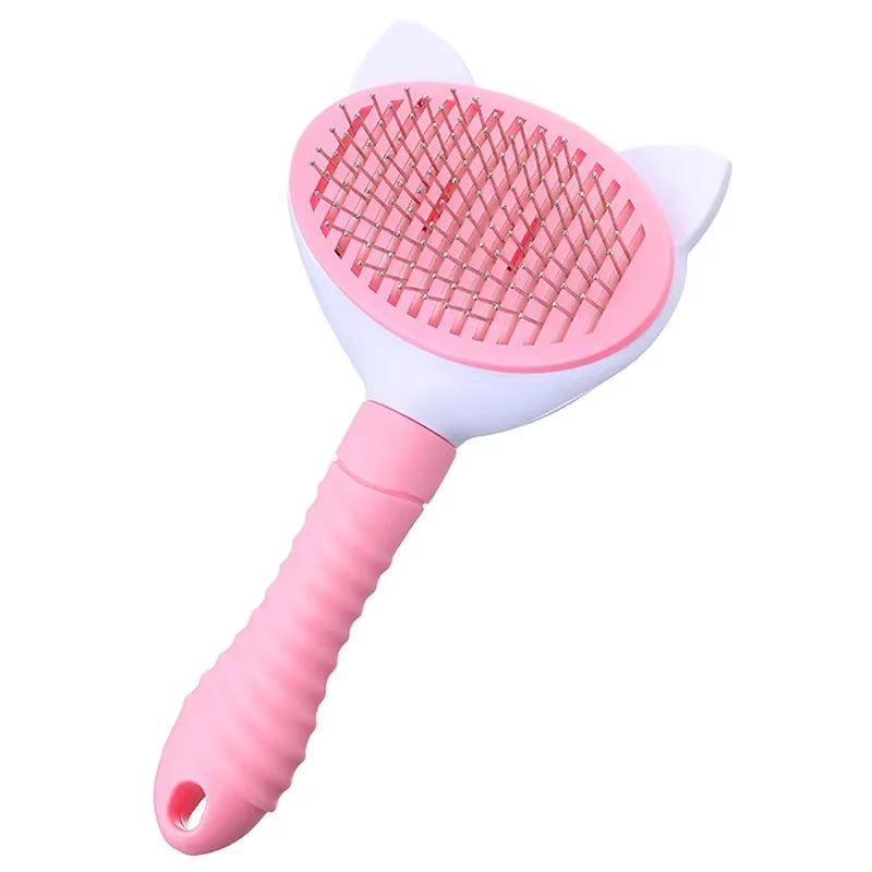 Pink Wide Bristle Professional-Grade Pet Grooming Brush
