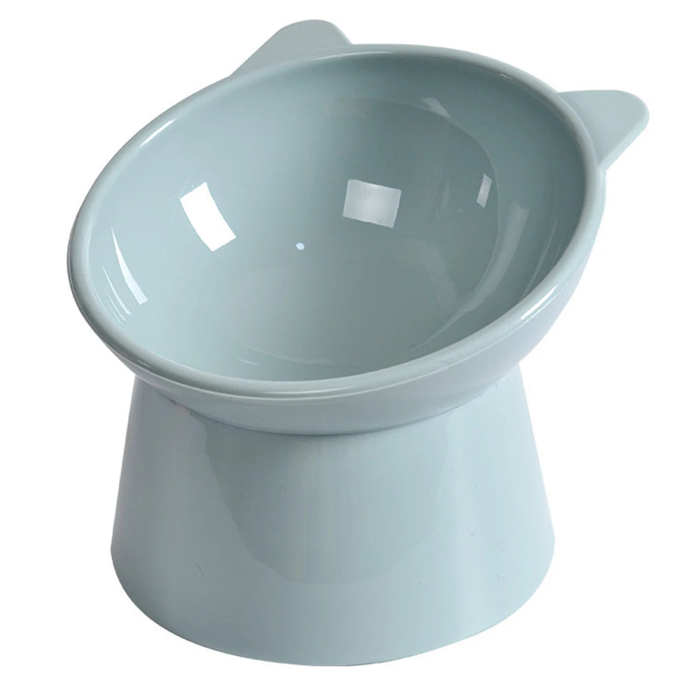 Grey Cat Food Bowl Tilted Design Elevated Ergonomic Whisker Friendly Non Slip