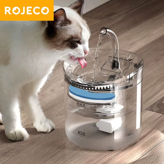 Pet Cat Using the Automatic Cat Water Fountain, Pet Water Dispenser with Auto Sensor and Accessories