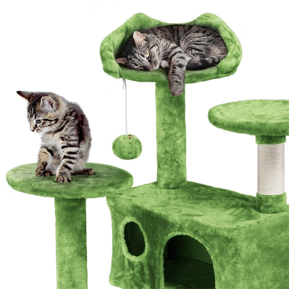 Green Cat Tree Cat Tower Cat Condo with Scratching Posts & Ladder for Cats Kittens