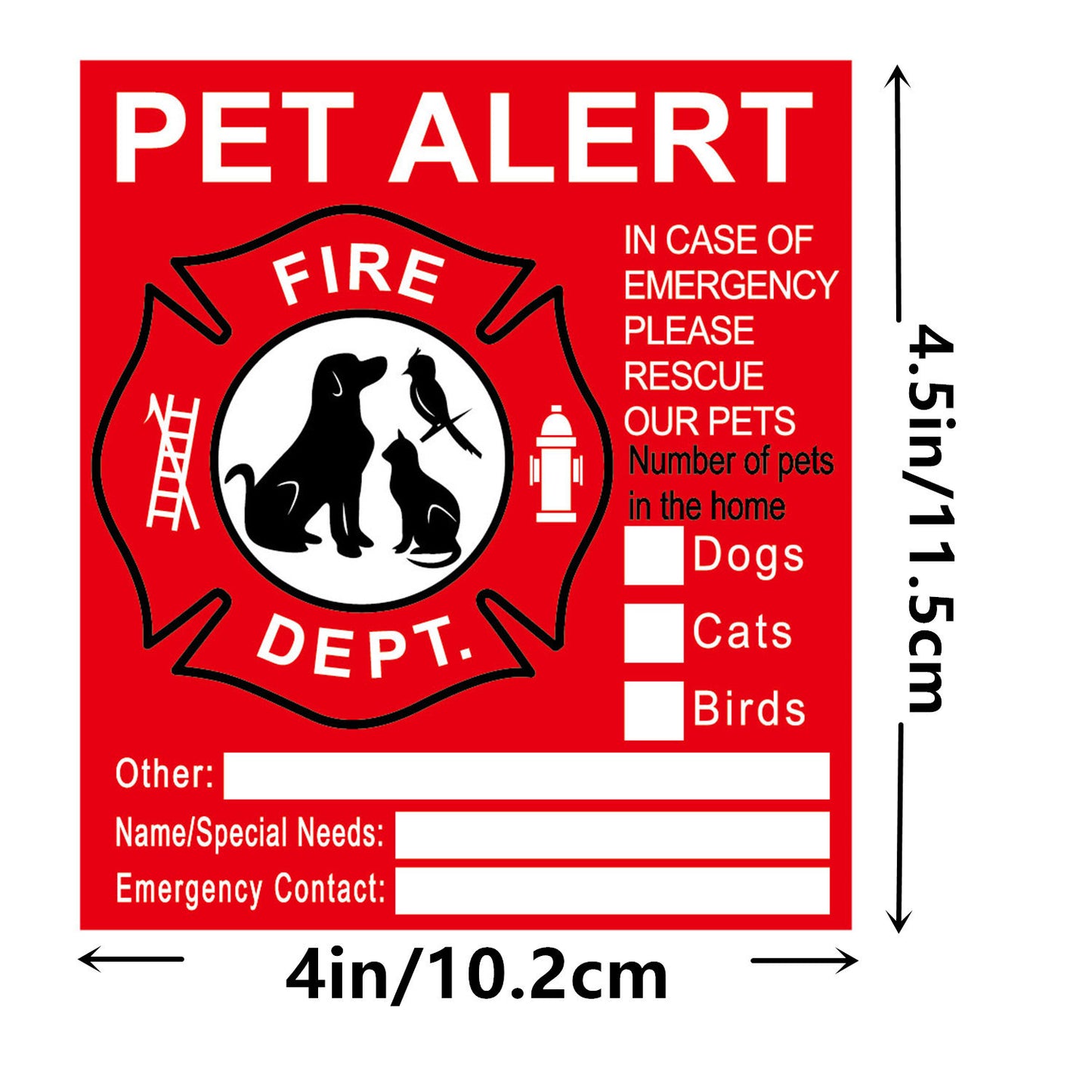 Dimensions Pet Safety Alert Fire Rescue Stickers