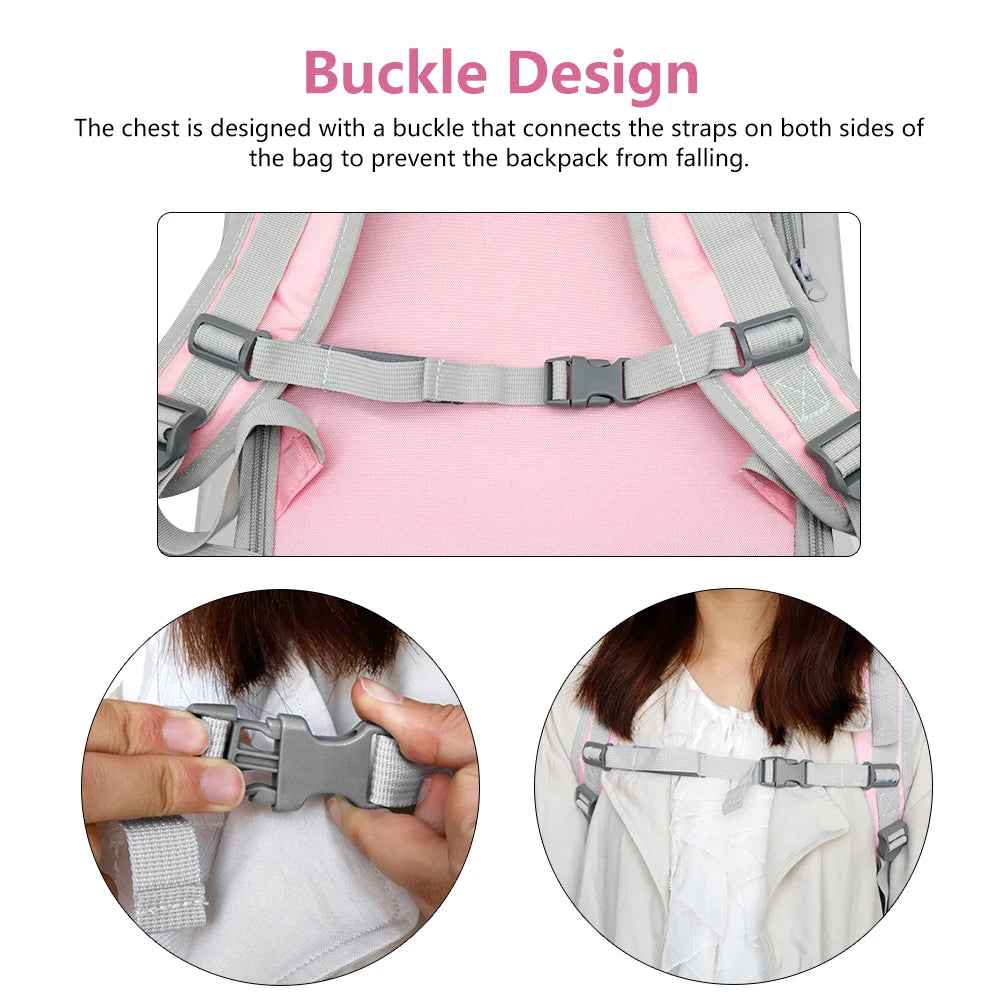 Pink Pet Cat Carrier Backpack Breathable Cat Travel Outdoor Shoulder Bag Pet Supplies