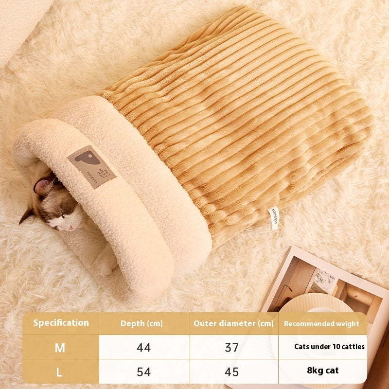 Brown Warm & Comfortable Cat Sleeping Bag Cat Bed