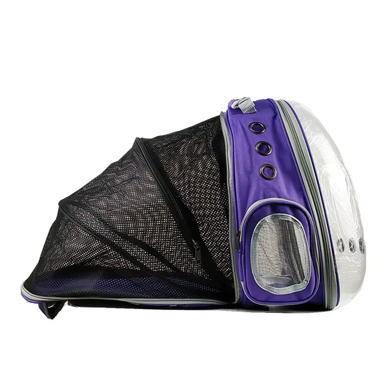 Purple Portable Cat Carrier Capsule Backpack Foldable Bubble Pet Supplies