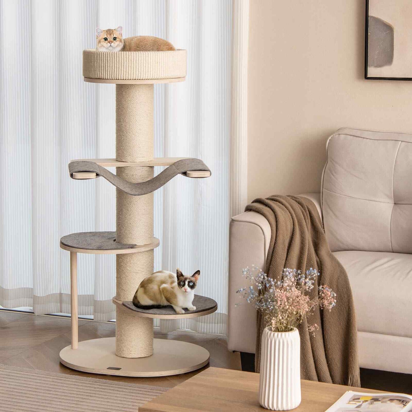 COSTWAY Indoor Cat Tree 120 CM Multi-Layer Cat Tower with Hammock SVE10172GRPV