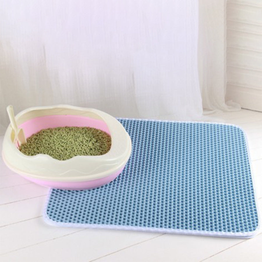 Blue Honeycomb mesh layered Cat Litter Mat, Water, Urine & Skid Proof