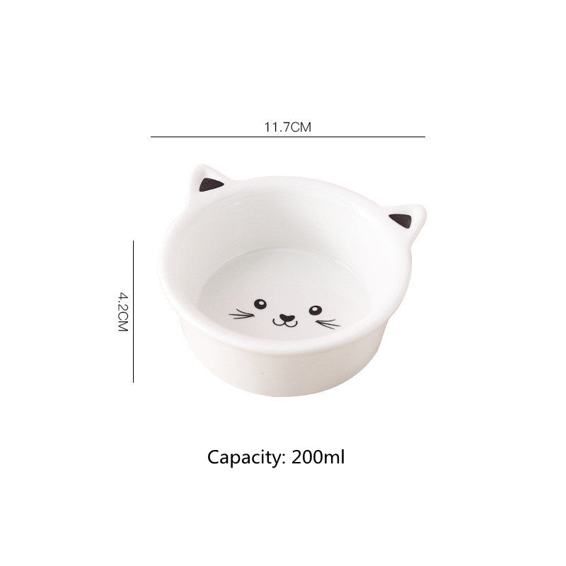 Black drinking / water bowl - Cute Cat Face Shaped Ceramic Cat Food Bowls