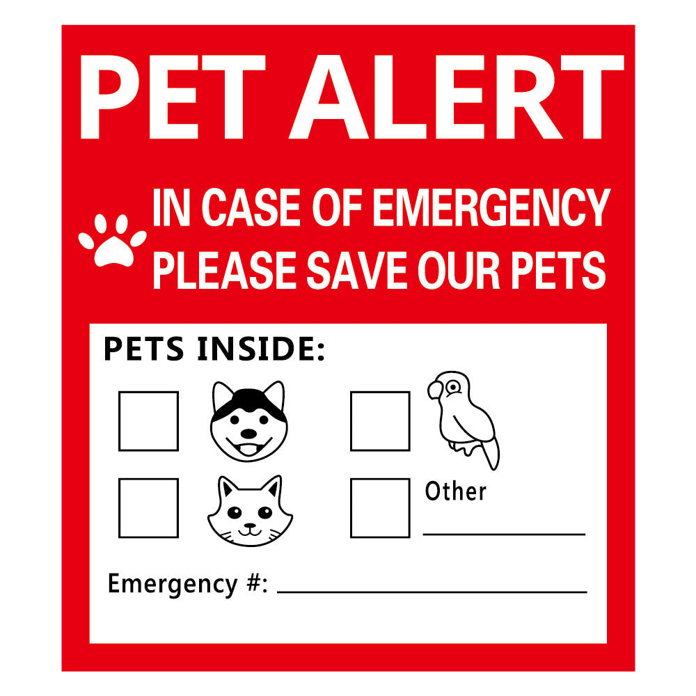 Red Pet Safety Alert Fire Rescue Stickers