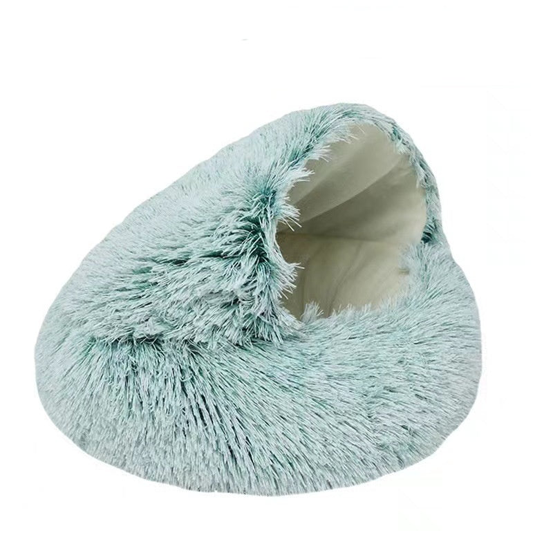 Green velvet pet bed nest