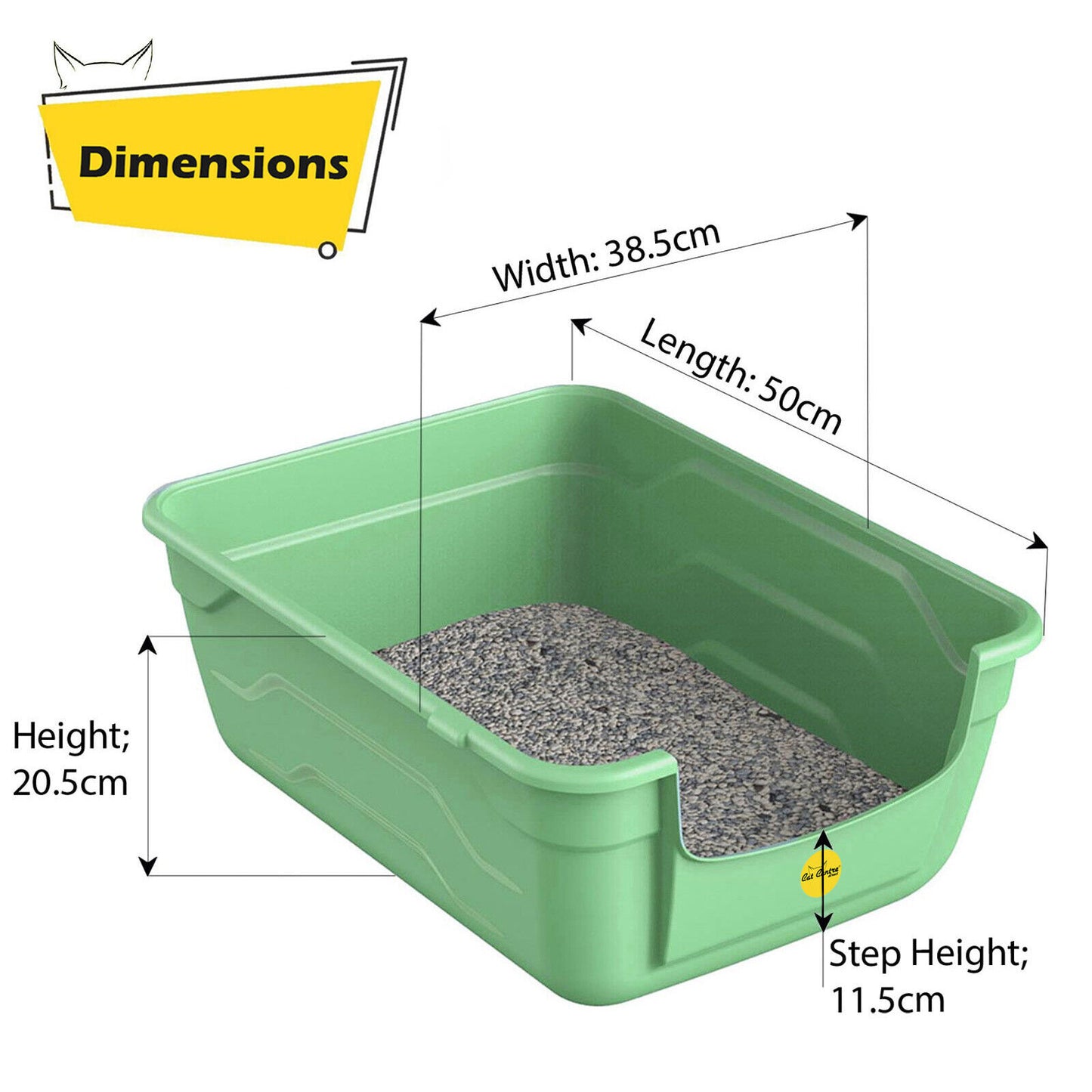 Dimensions Green Large Cat Kitten Litter Tray Box High Sided UK Deep Toilet Loo Luxury Catcentre®